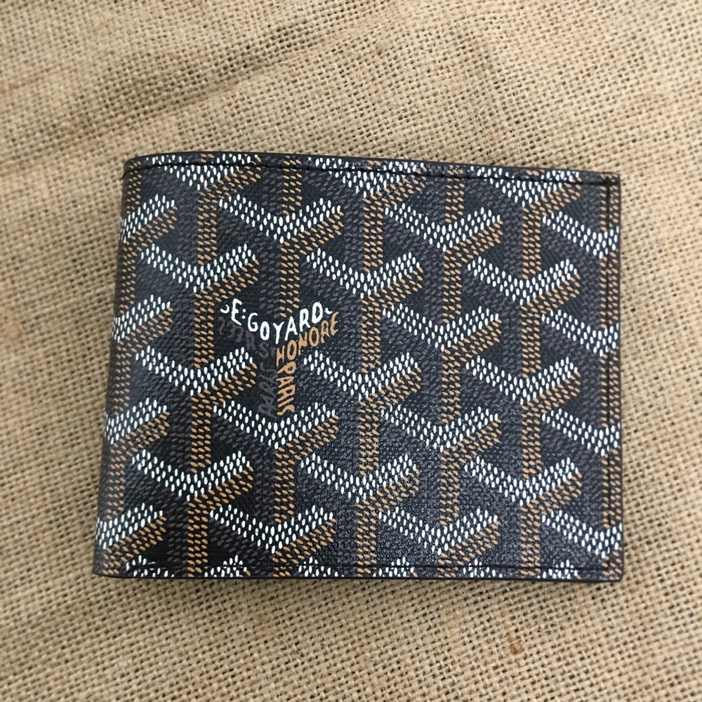 NWOT Goyard Black Goyardine Canvas Bi-Fold Wallet Full Set